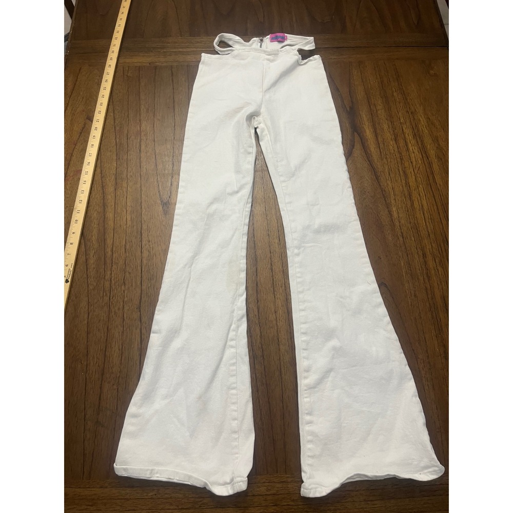 Edikted White Cut Out Hip Flare Jeans High Waisted Bell Bottom Y2K XS